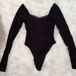 Long sleeve black lace bodysuit